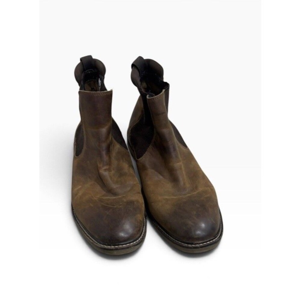 Clarks Mens Brown Leather Chelsea Boots Pull On Ankle US 10.5M Distressed Grunge